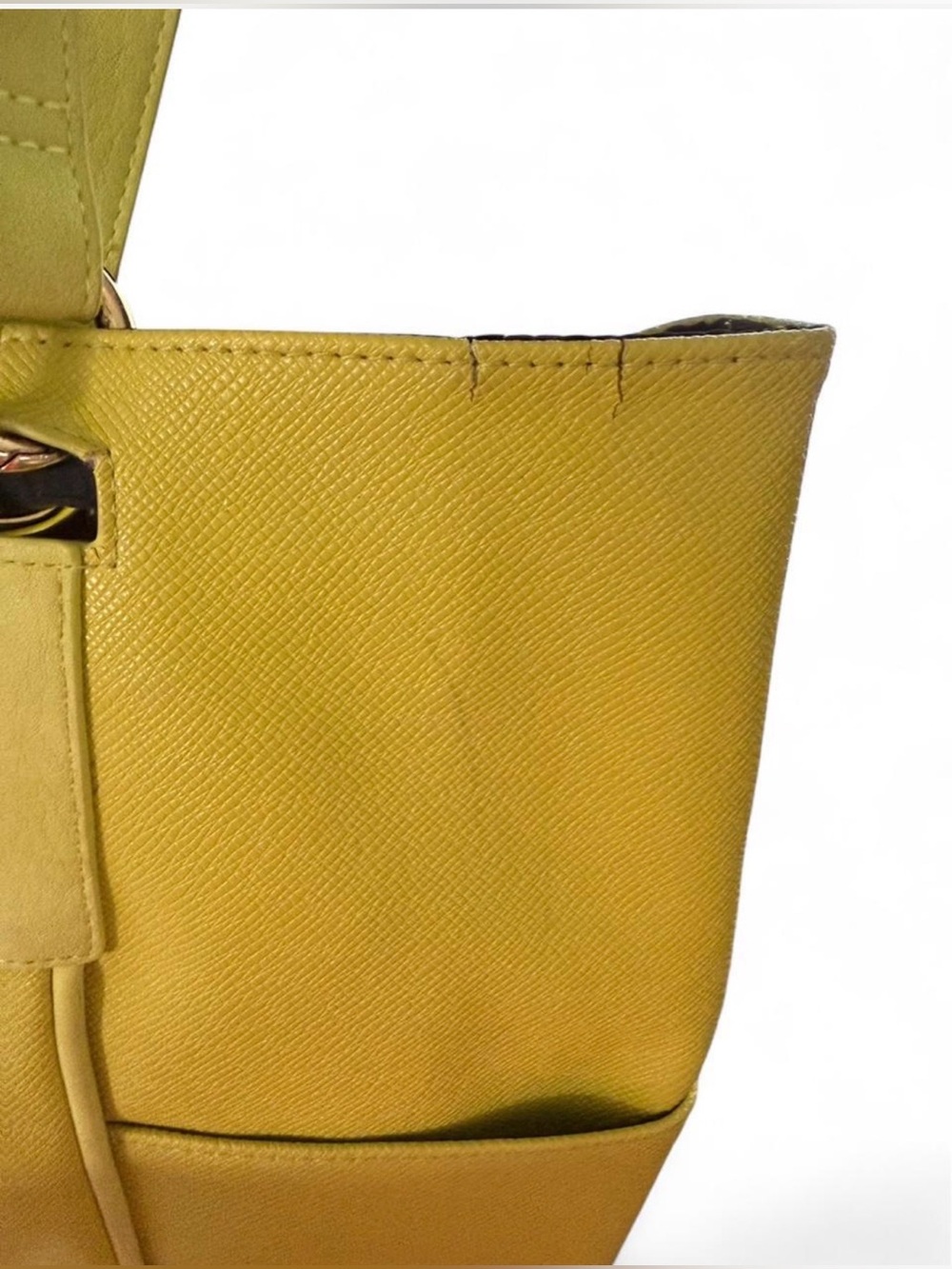 Miche Yellow Textured Tote Bag Large Shoulder Bag Faux Leather - Picture 4 of 5